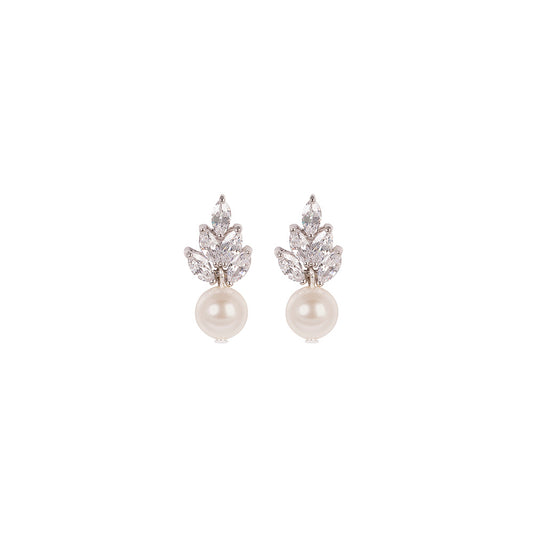 pearl earrings with diamond cz