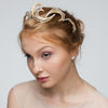 caucasian lady wearing wedding crown